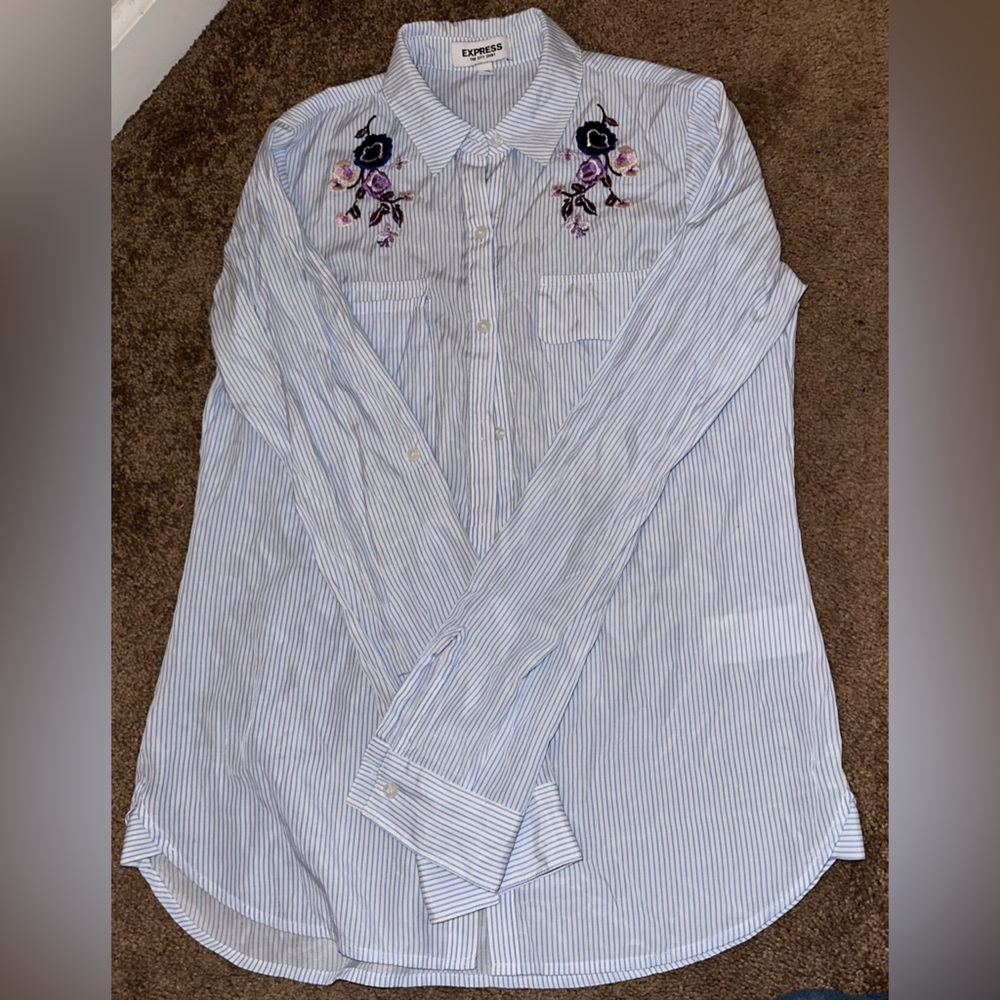 Long sleeve blouse with lines from Express